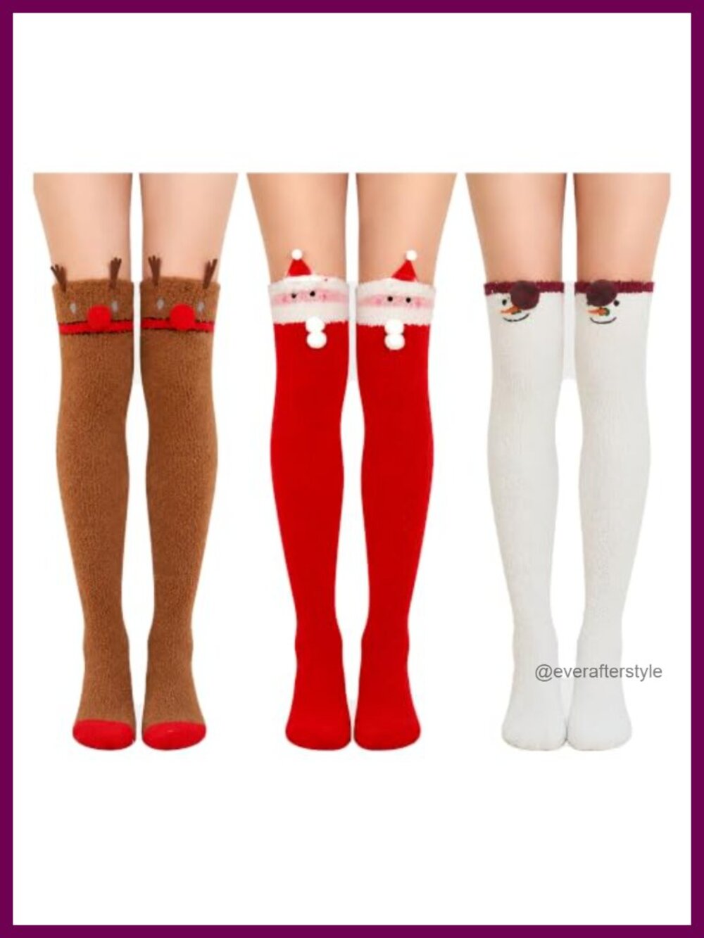 Christmas Fuzzy Knee High Socks Coral Velvet Warm Fluffy Women's Holiday